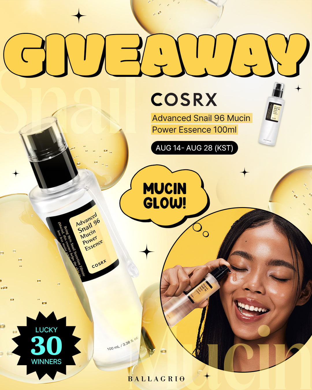 GIVEAWAY | COSRX Advanced Snail 96 Mucin Power Essence - Ballagrio