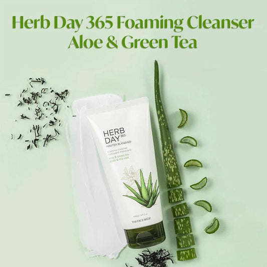 [THE FACE SHOP] Herb Day 365 Master Blending Cleansing Foam Aloe & Green Tea 170ml
