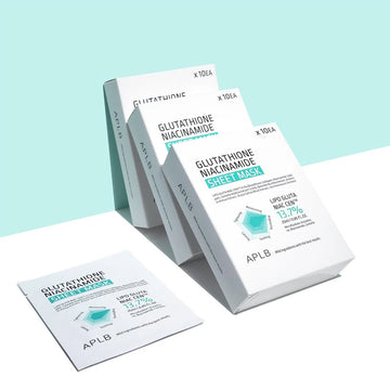 aplb glutathione niacinamide sheet mask 25ml (Set of 10) while helping to reinforce the skin barrier and promote hydration Try out APLB Glutathione Niacinamide!